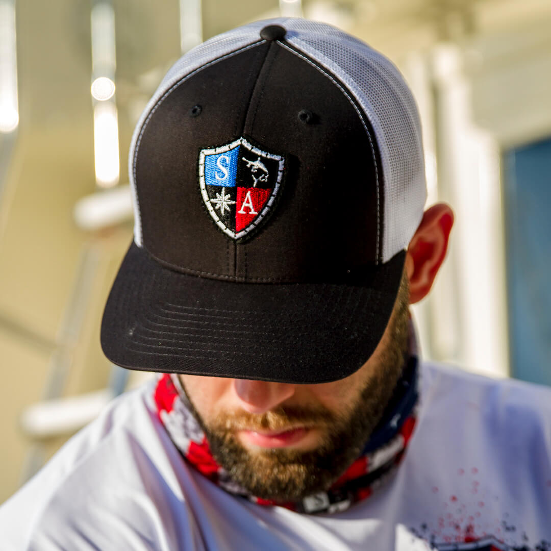 Snap Back Hat | Red & Blue & Black - Crazy Mask