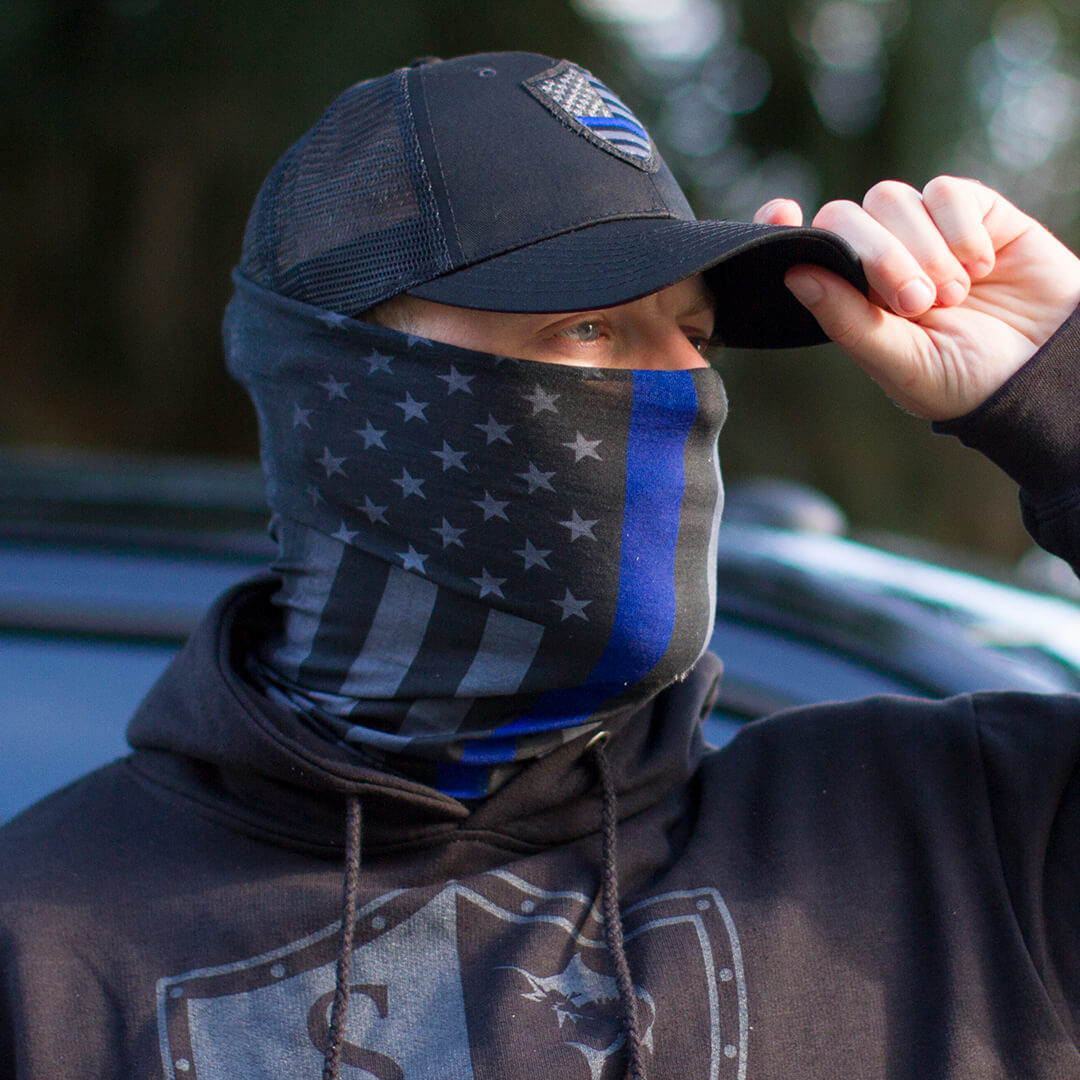 American Flag Shield | Blue Line - Crazy Mask